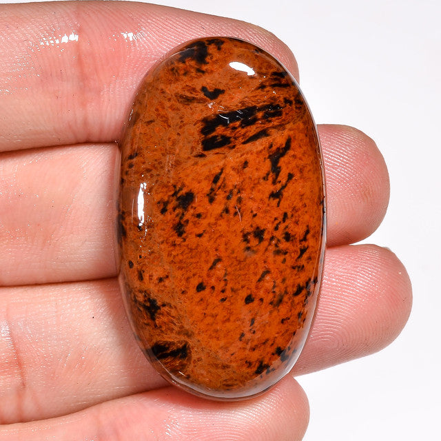 Beautiful Top Grade Quality 100% Natural Mahogany Obsidian Oval Shape Cabochon Loose Gemstone For Making Jewelry 59.5 Ct. 40X23X7 mm ST-1