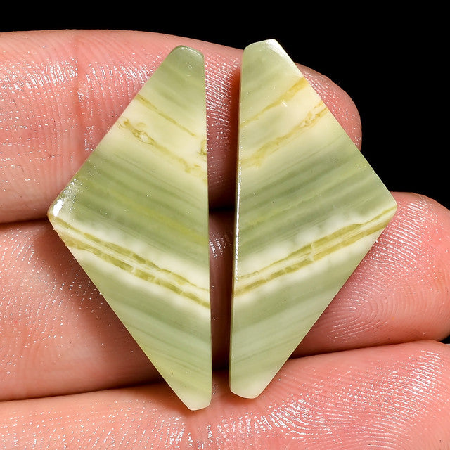 Marvellous Top Grade Quality 100% Natural Serpentine Fancy Shape Cabochon Loose Gemstone Pair For Making Earrings 21.5 Ct. 30X13X4 mm ST-12