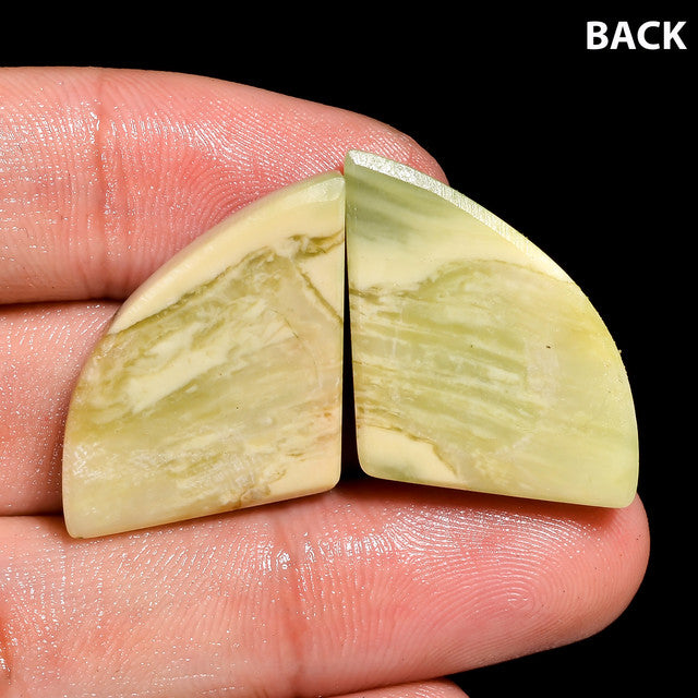 Outstanding Top Grade Quality 100% Natural Serpentine Fancy Shape Cabochon Loose Gemstone Pair For Making Earrings 35 Ct. 30X19X4 mm ST-14