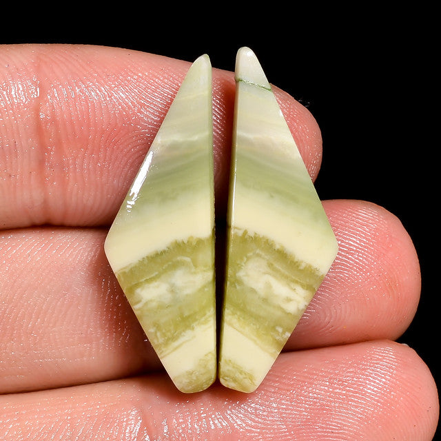 Splendid Top Grade Quality 100% Natural Serpentine Fancy Shape Cabochon Loose Gemstone 2 Pcs For Making Jewelry 15.5 Ct. 28X9 29X9 mm ST-15