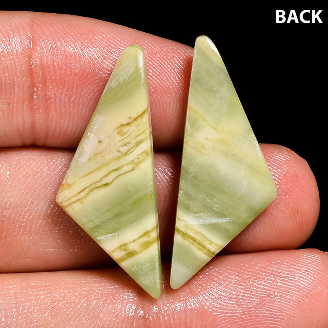 Superb Top Grade Quality 100% Natural Serpentine Fancy Shape Cabochon Loose Gemstone Pair For Making Earrings 17.5 Ct. 29X11X4 mm ST-16