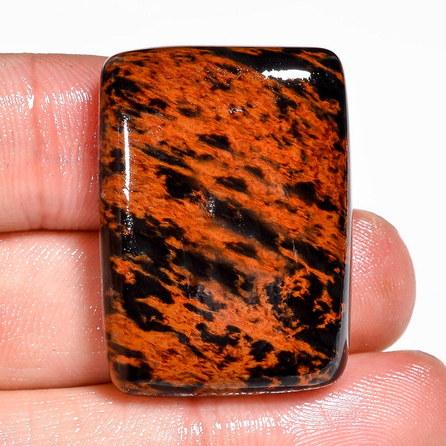 Classic Top Grade Quality 100% Natural Mahogany Obsidian Radiant Shape Cabochon Loose Gemstone For Making Jewelry 52 Ct. 31X22X7 mm ST-2