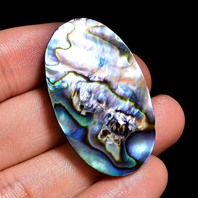 Classic Top Grade Quality 100% Natural Abalone Shell Oval Shape Cabochon Loose Gemstone For Making Jewelry 51 Ct. 38X23X7 mm ST-21