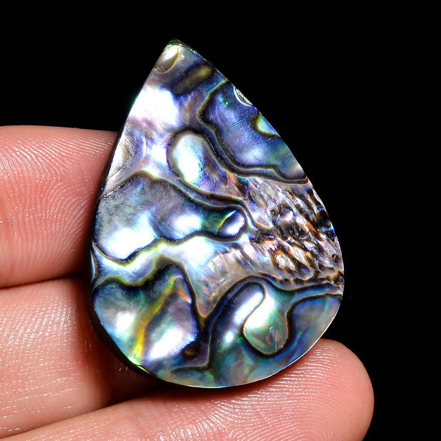 Dazzling Top Grade Quality 100% Natural Abalone Shell Pear Shape Cabochon Loose Gemstone For Making Jewelry 49.5 Ct. 35X25X7 mm ST-22