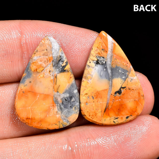 Fantastic Top Grade Quality 100% Natural Maligano Jasper Pear Shape Cabochon Loose Gemstone Pair For Making Earrings 29.5 Ct 24X17X4mm ST-27