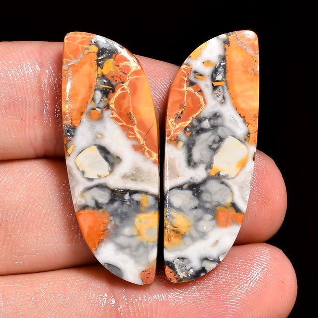 Gorgeous Top Grade Quality 100% Natural Maligano Jasper Fancy Shape Cabochon Loose Gemstone Pair For Making Earrings 38 Ct. 33X12X4 mm ST-28