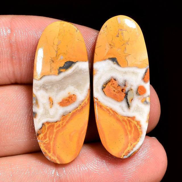 Immaculate Top Grade Quality 100% Natural Maligano Jasper Oval Shape Cabochon Loose Gemstone Pair For Making Earrings 38 Ct 32X13X4 mm ST-29