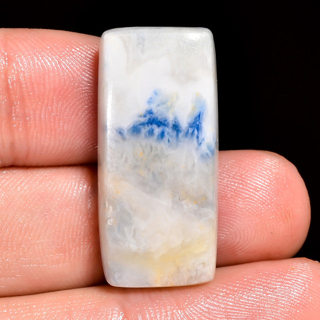 Beautiful Top Grade Quality 100% Natural Blue Scheelite Radiant Shape Cabochon Loose Gemstone For Making Jewelry 26.5 Ct. 29X14X5 mm ST-31