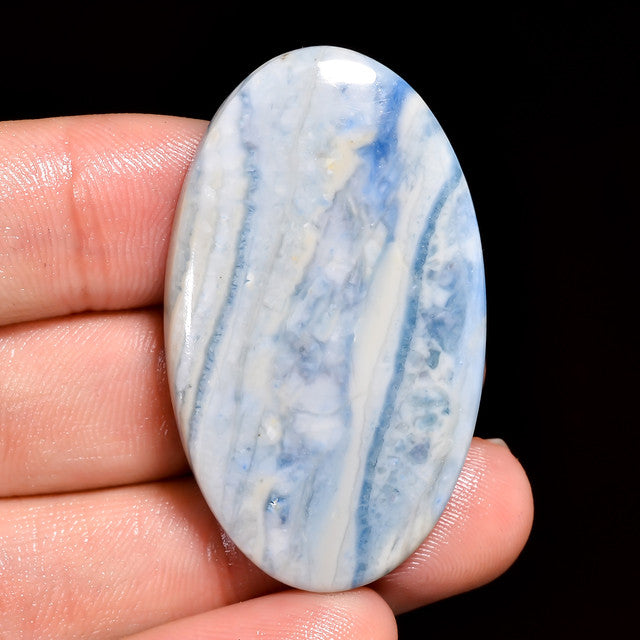 Classic Top Grade Quality 100% Natural Blue Scheelite Oval Shape Cabochon Loose Gemstone For Making Jewelry 52.5 Ct. 43X25X5 mm ST-32