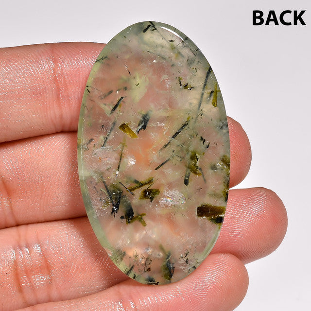 Elegant Top Grade Quality 100% Natural Prehnite Oval Shape Cabochon Loose Gemstone For Making Jewelry 71.5 Ct. 45X26X6 mm ST-36