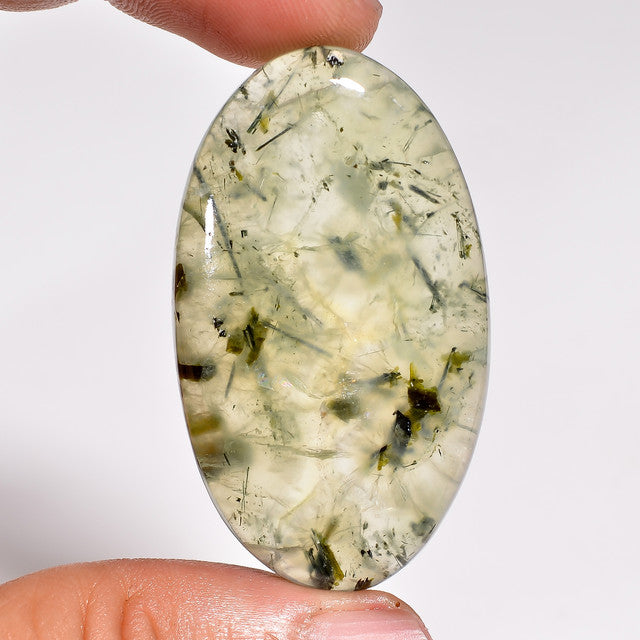 Elegant Top Grade Quality 100% Natural Prehnite Oval Shape Cabochon Loose Gemstone For Making Jewelry 71.5 Ct. 45X26X6 mm ST-36