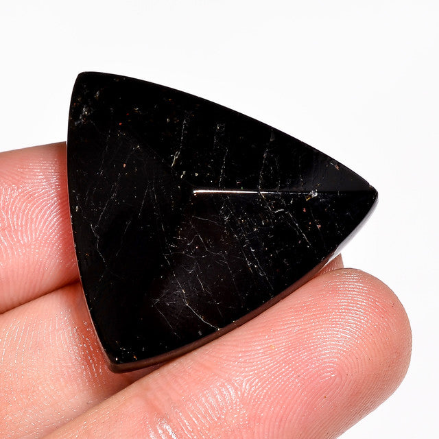 Fantastic Top Grade Quality 100% Natural Shungite Trillion Shape Cabochon Loose Gemstone For Making Jewelry 48.5 Ct. 29X28X8 mm ST-38