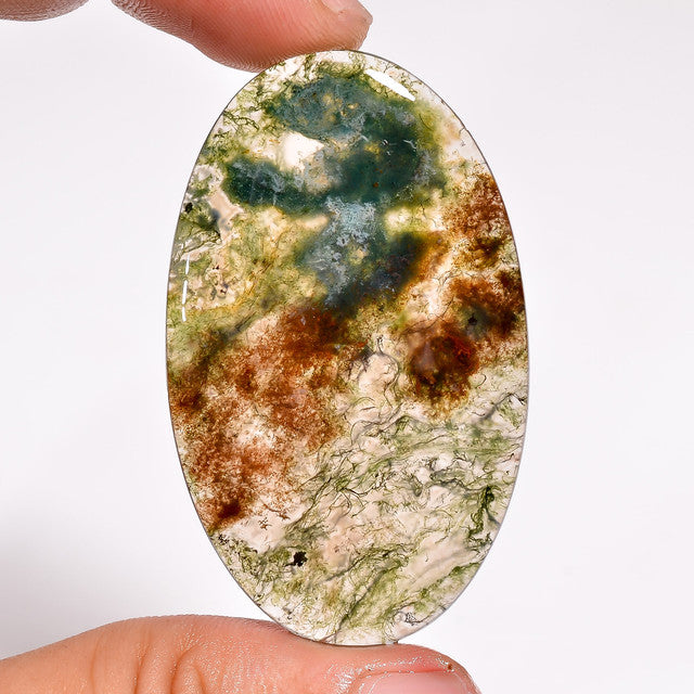 Dazzling Top Grade Quality 100% Natural Moss Agate Oval Shape Cabochon Loose Gemstone For Making Jewelry 43 Ct. 50X30X3 mm ST-52