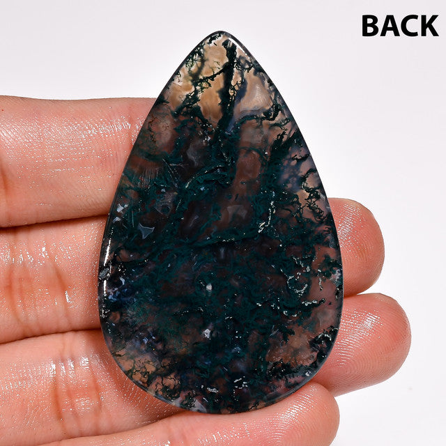 Excellent Top Grade Quality 100% Natural Moss Agate Pear Shape Cabochon Loose Gemstone For Making Jewelry 60 Ct. 52X33X4 mm ST-53