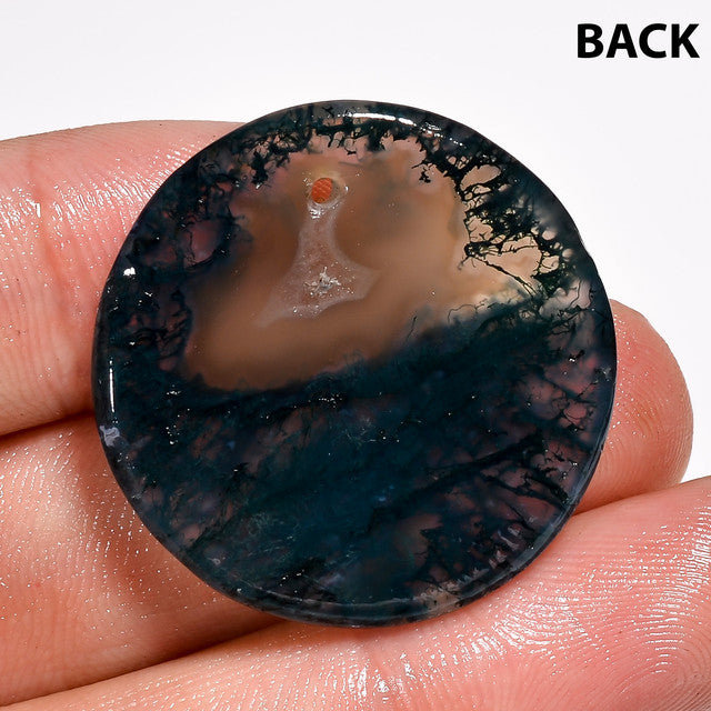 Exclusive Top Grade Quality 100% Natural Moss Agate Round Shape Cabochon Drilled Loose Gemstone For Making Jewelry 36.5 Ct. 29X29X5 mm ST-54