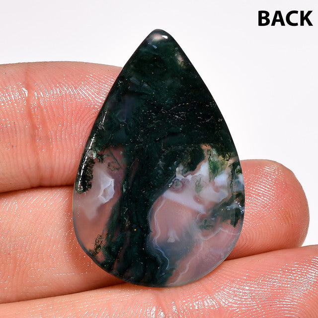 Elegant Top Grade Quality 100% Natural Moss Agate Pear Shape Cabochon Loose Gemstone For Making Jewelry 20.5 Ct. 32X21X4 mm ST-55